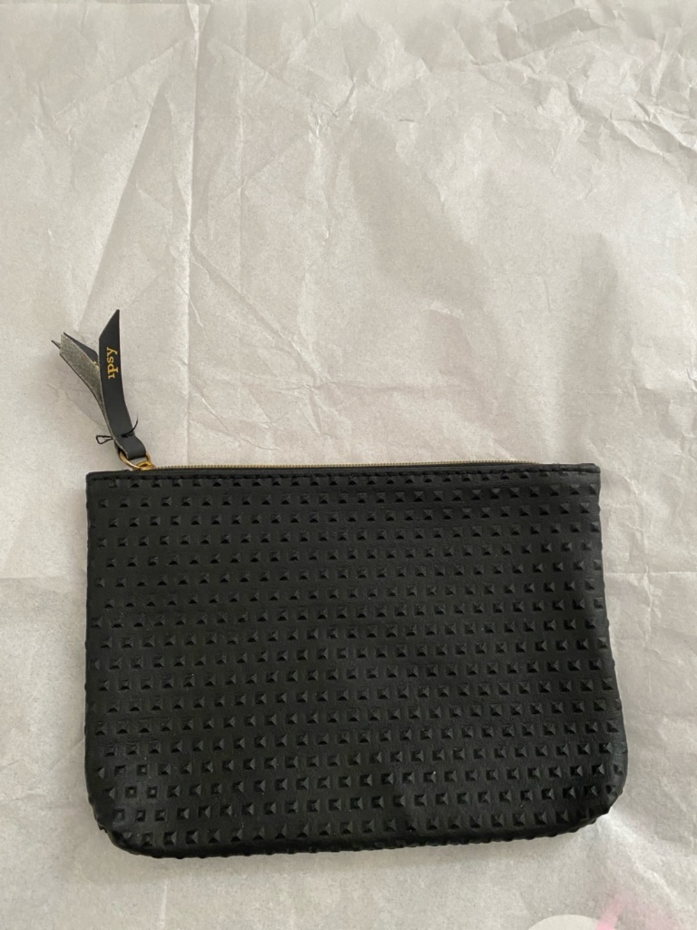 ipsy Black Studded Zip Pouch